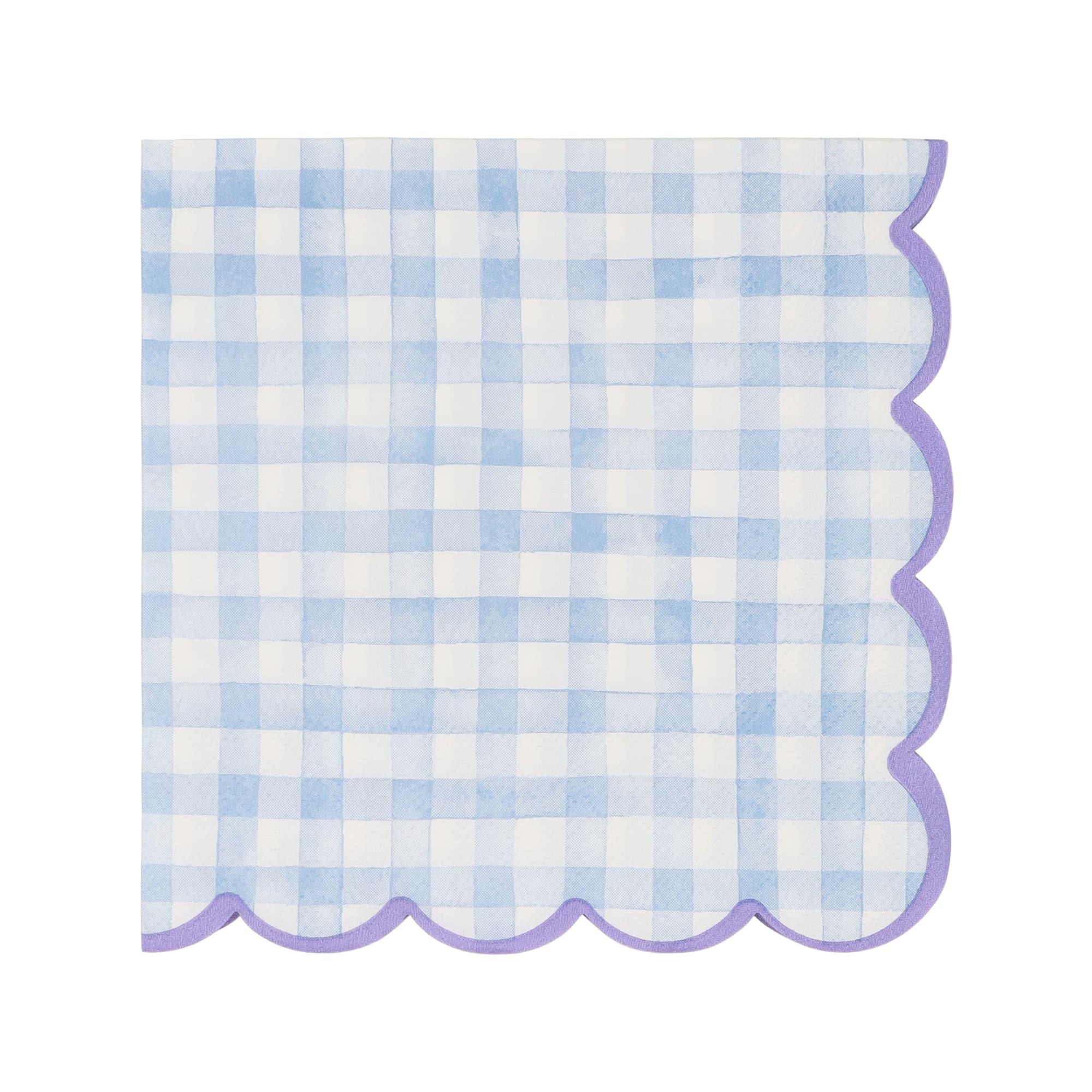 White Gingham Scallop Lunch Napkins